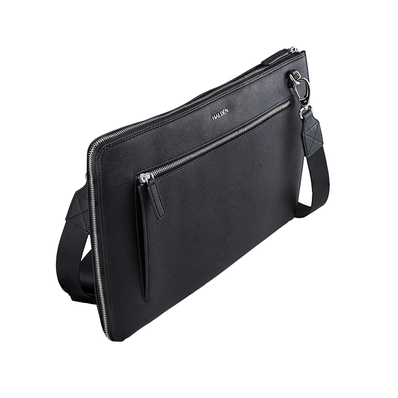 RYDEN BLACK LAPTOP BAG - SAFFIANO