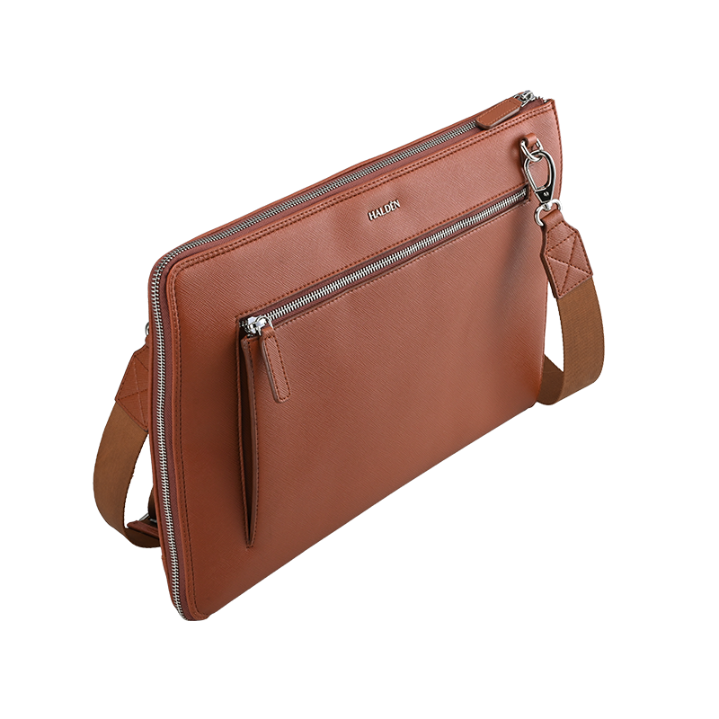 RYDEN TAN LAPTOP BAG - SAFFIANO