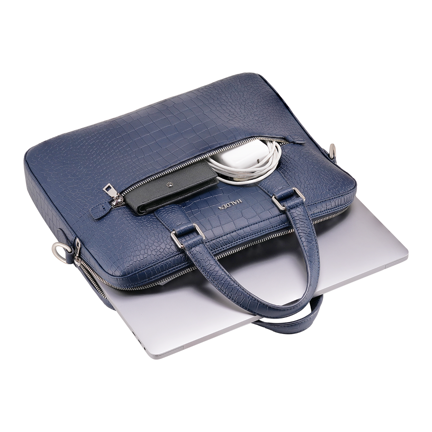 Mayson Blue Laptop Bag - Croc