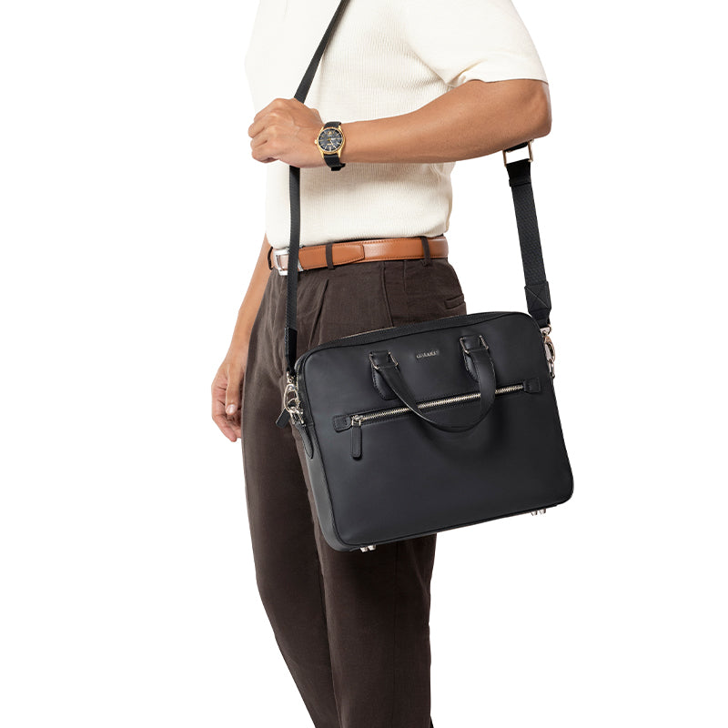 MONARCH BLACK LAPTOP BAG - PLAIN