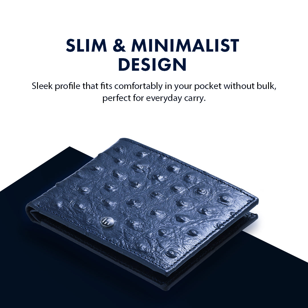 Theo Classic Blue Belt + Ostrich Blue Wallet Combo