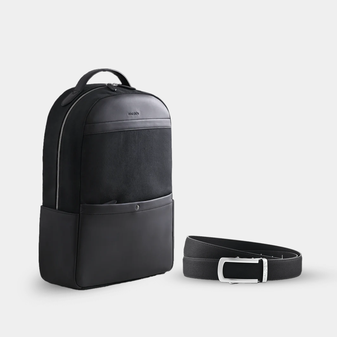 Barron Black Backpack + Pave Black Belt