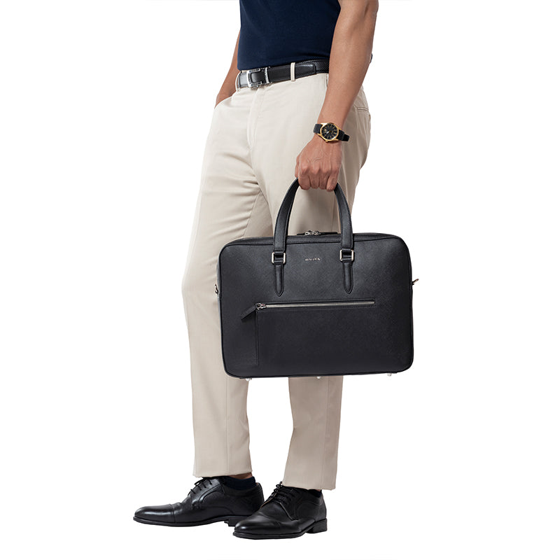 HARRINGTON BLACK LAPTOP BAG - SAFFIANO