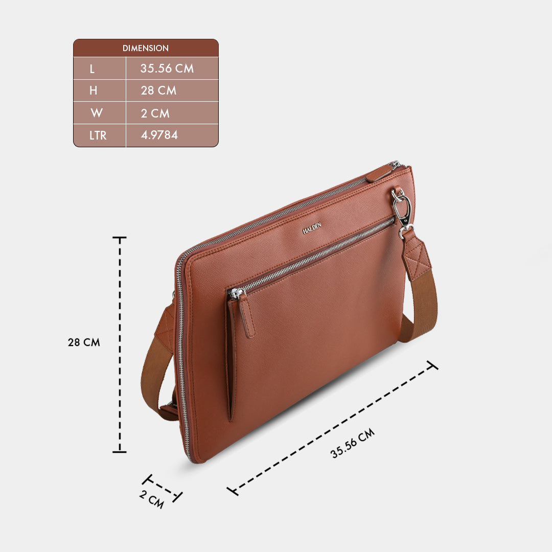 RYDEN TAN LAPTOP BAG - SAFFIANO