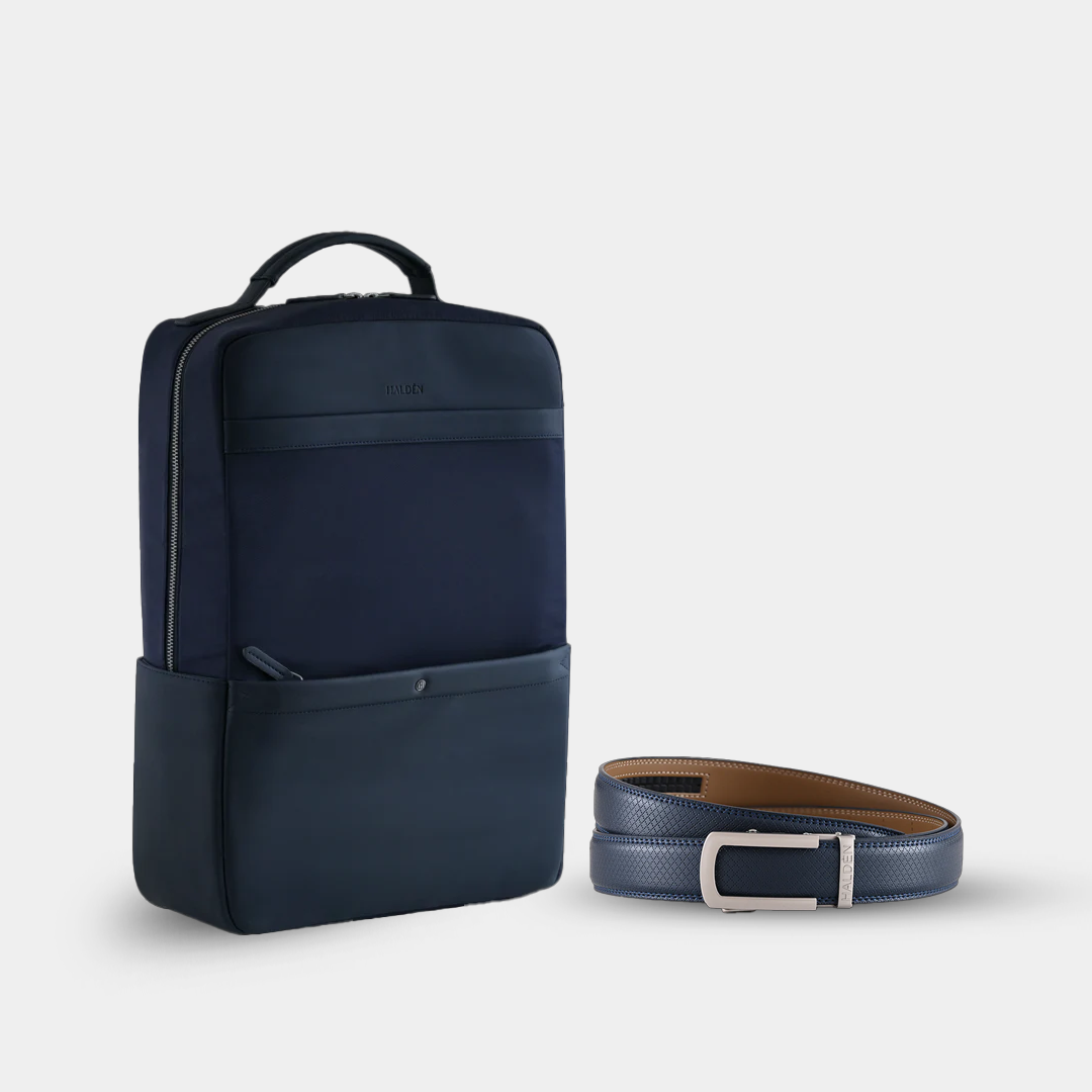 Hadley Blue Backpack + Theo Blue Belt