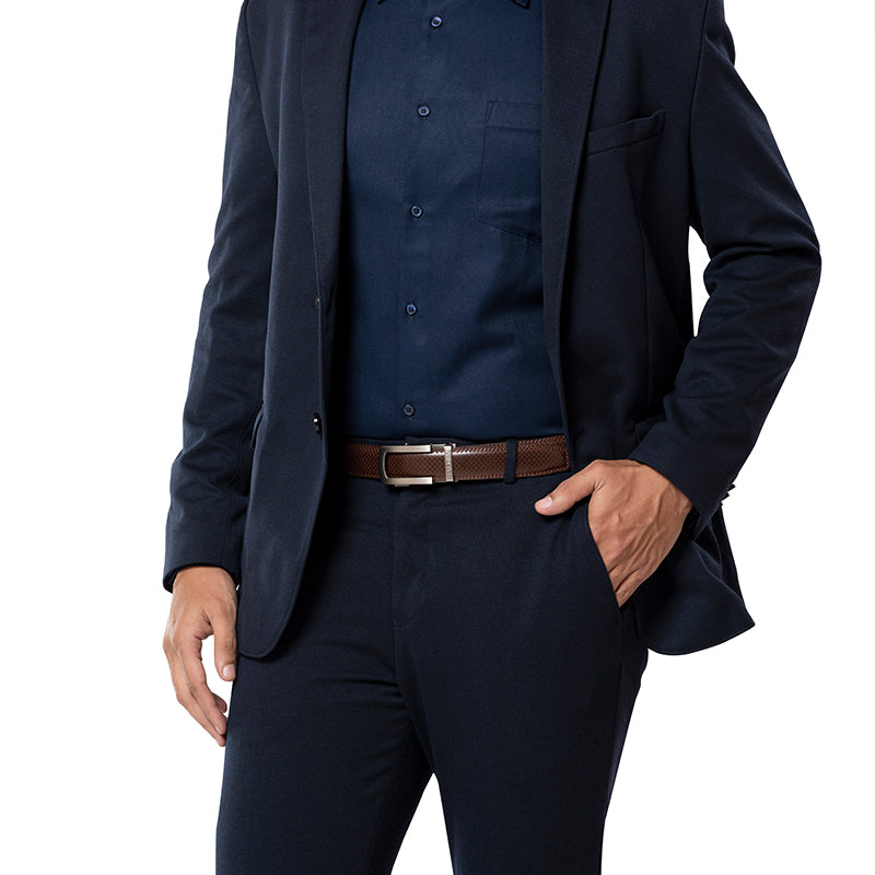 Theo Classic Brown Belt + Croc Brown Wallet Combo