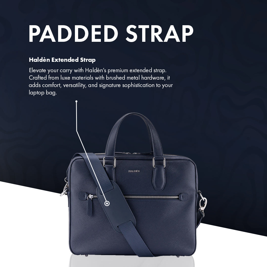 BELFORD BLUE LAPTOP BAG - SAFFIANO