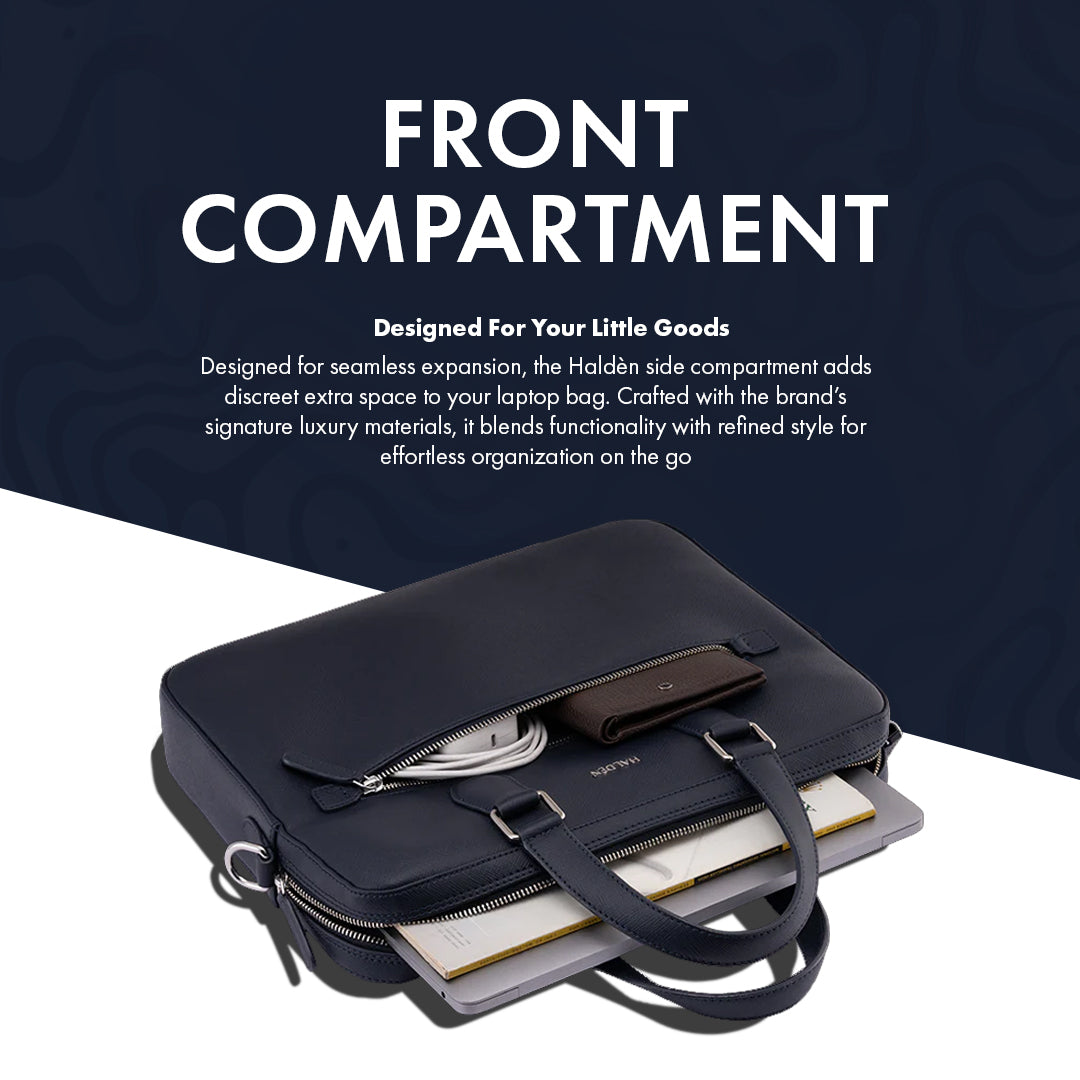 BELFORD BLUE LAPTOP BAG - SAFFIANO