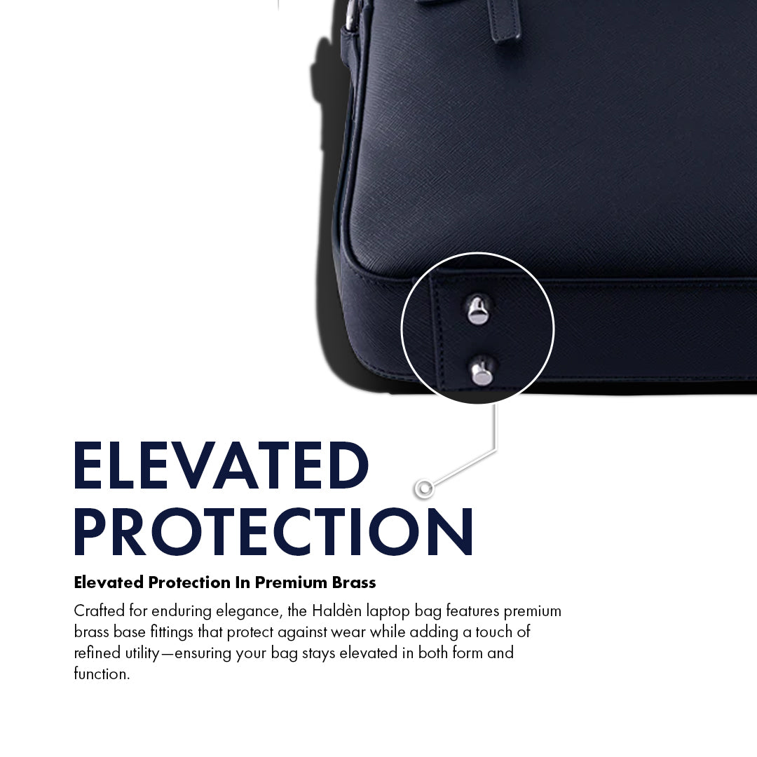 BELFORD BLUE LAPTOP BAG - SAFFIANO