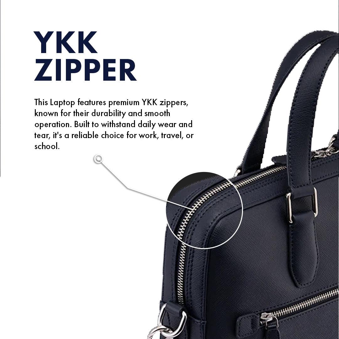BELFORD BLUE LAPTOP BAG - SAFFIANO