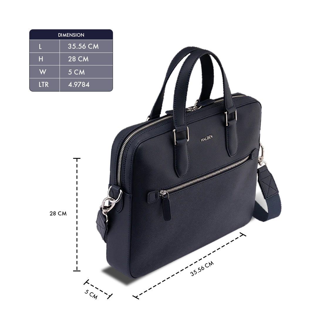 BELFORD BLUE LAPTOP BAG - SAFFIANO
