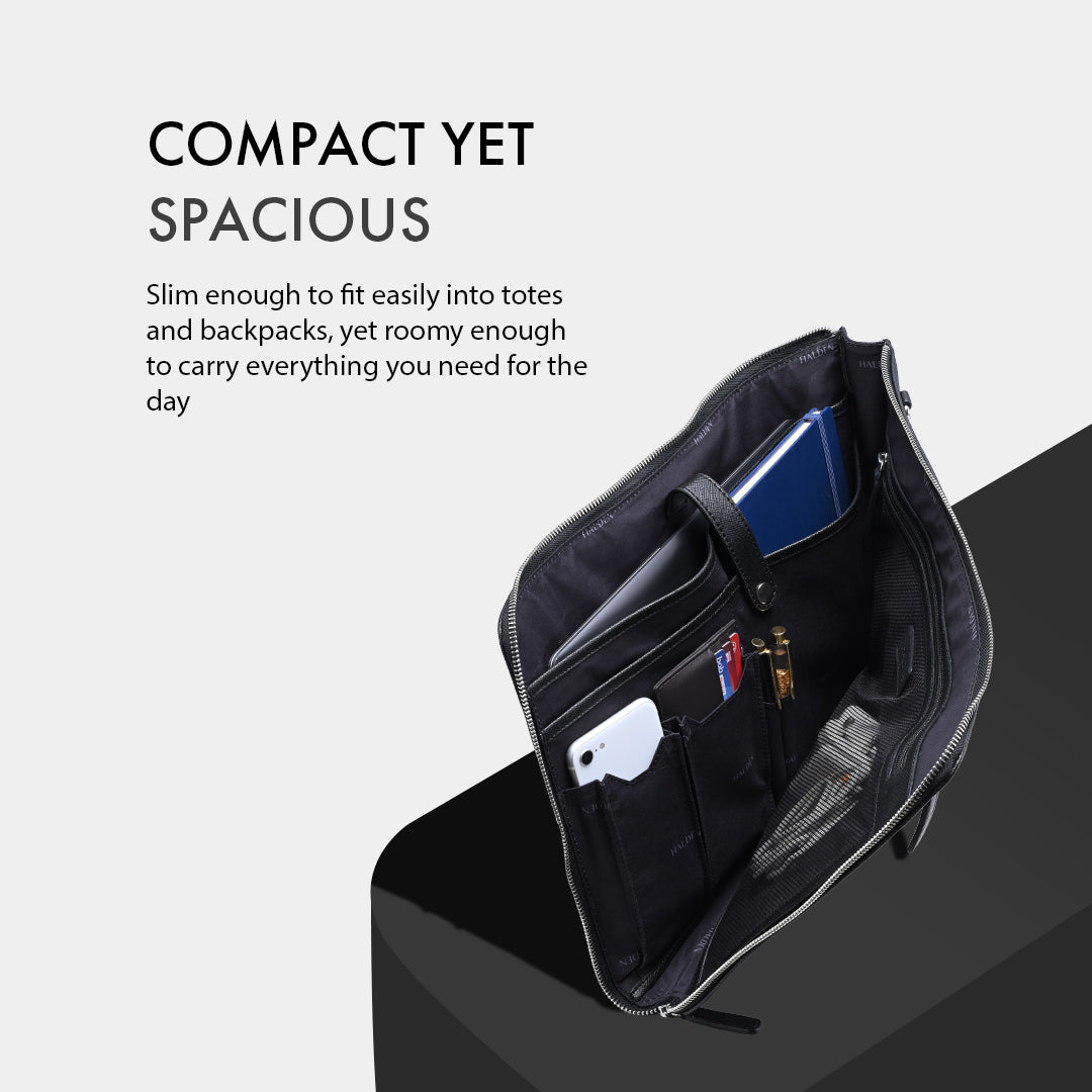 RYDEN BLACK LAPTOP BAG - SAFFIANO