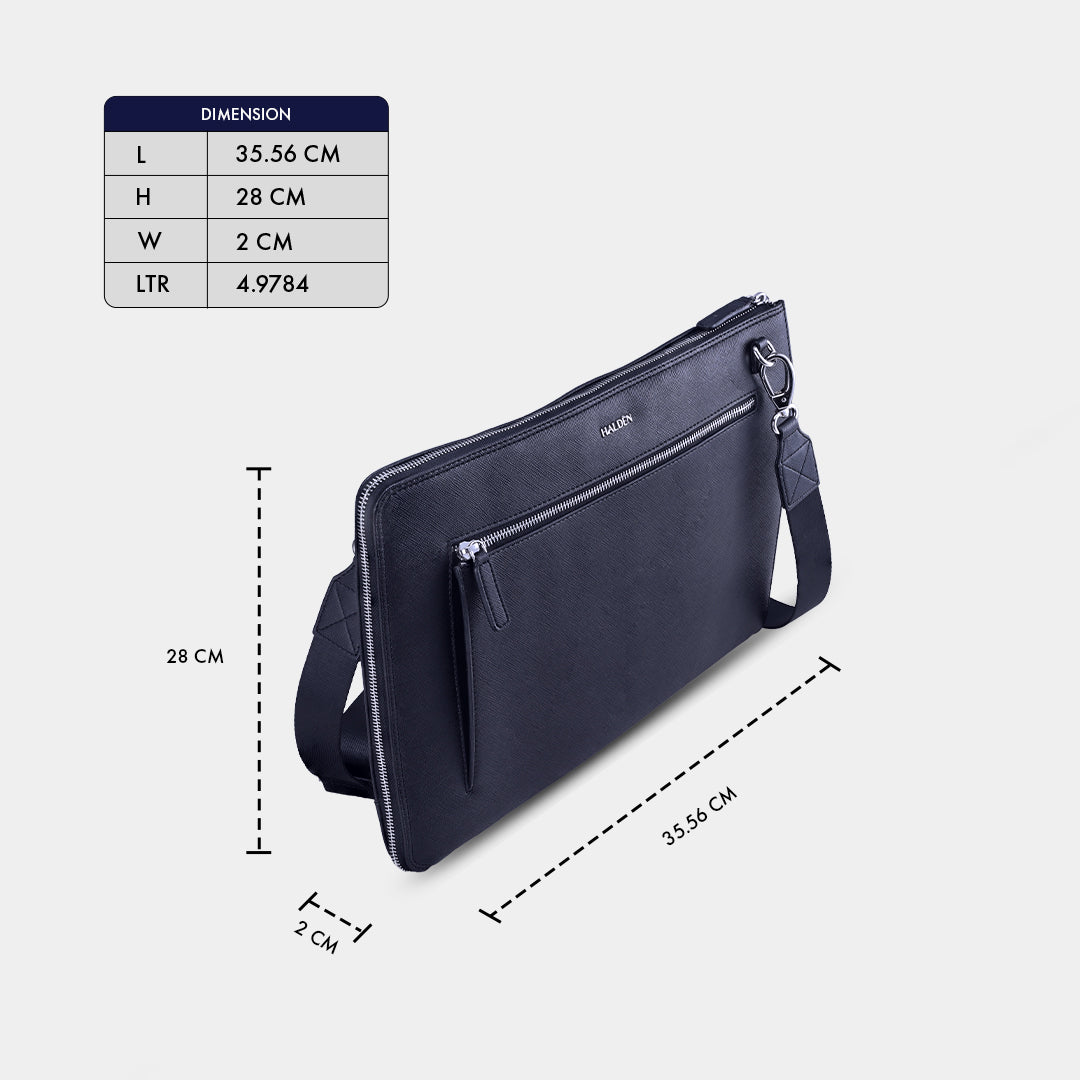 RYDEN BLUE LAPTOP BAG - SAFFIANO