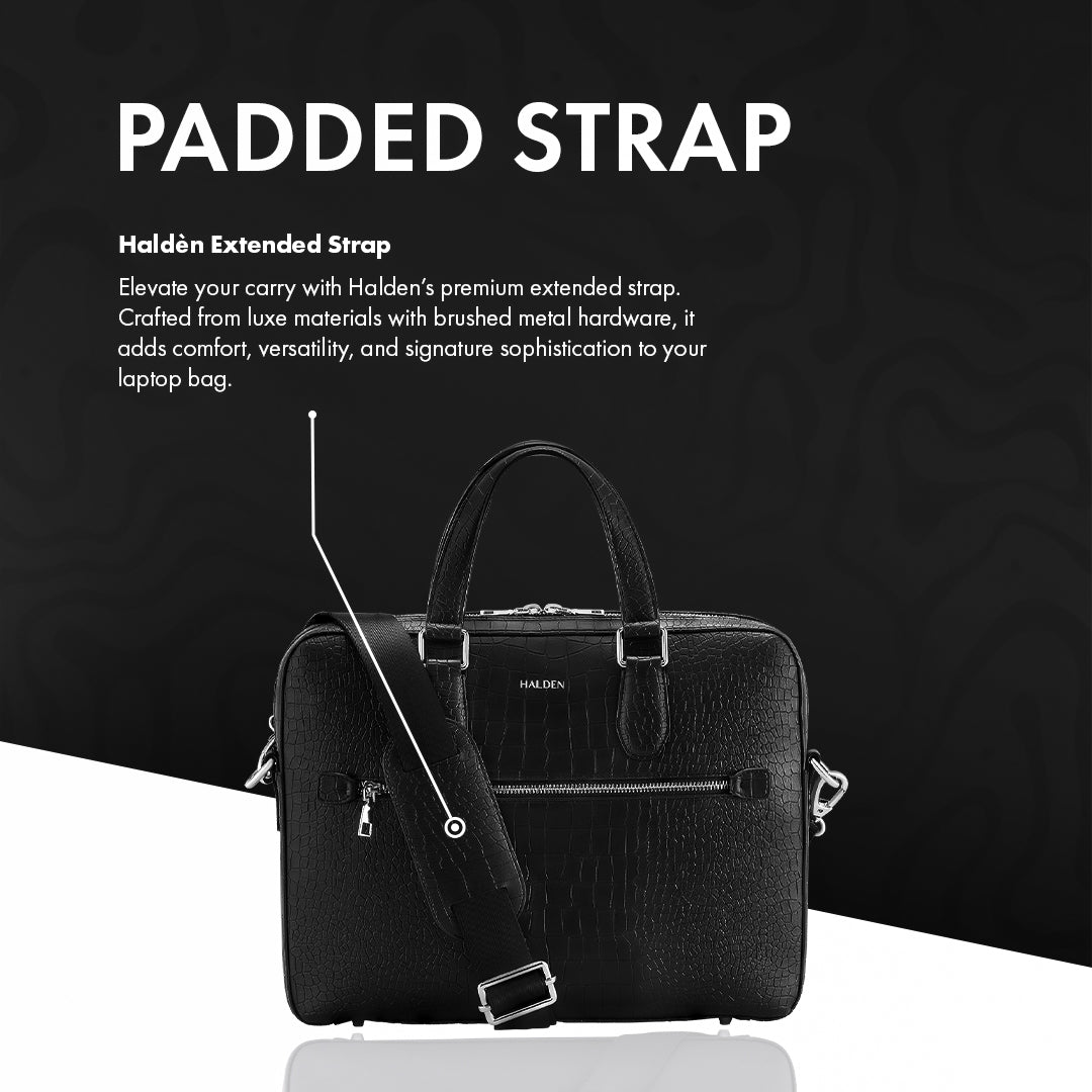 Mayson Black Laptop Bag - Croc