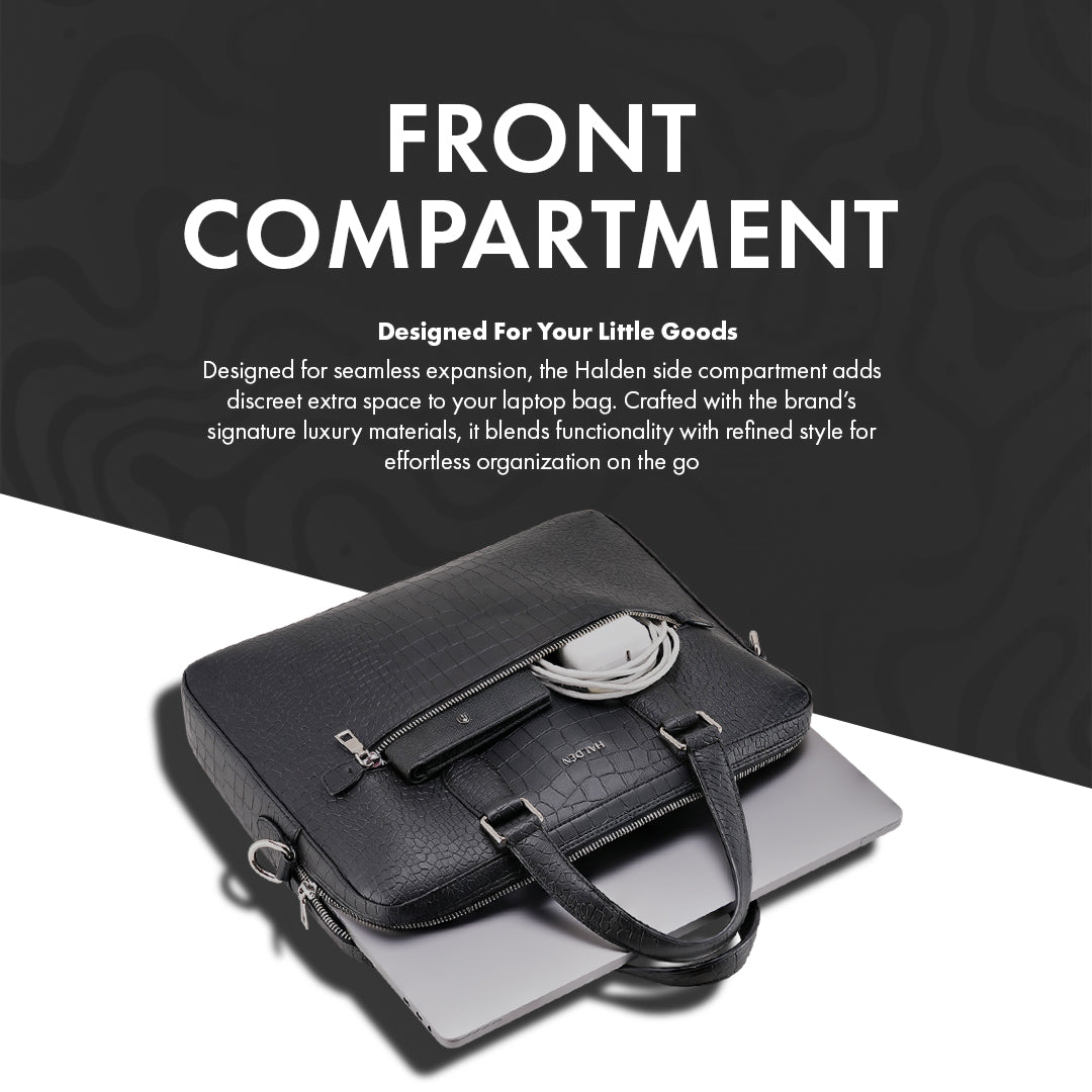Mayson Black Laptop Bag - Croc