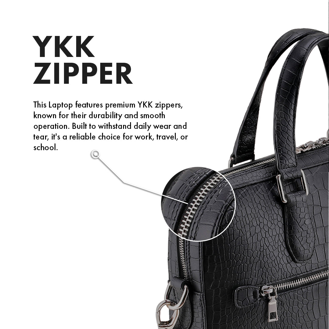 Mayson Black Laptop Bag - Croc