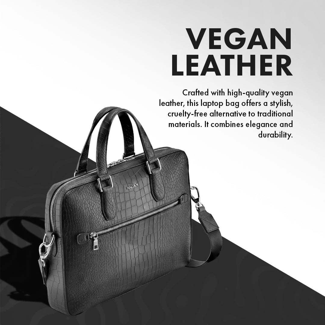 Mayson Black Laptop Bag - Croc