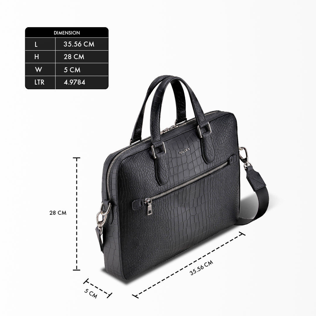 Mayson Black Laptop Bag - Croc