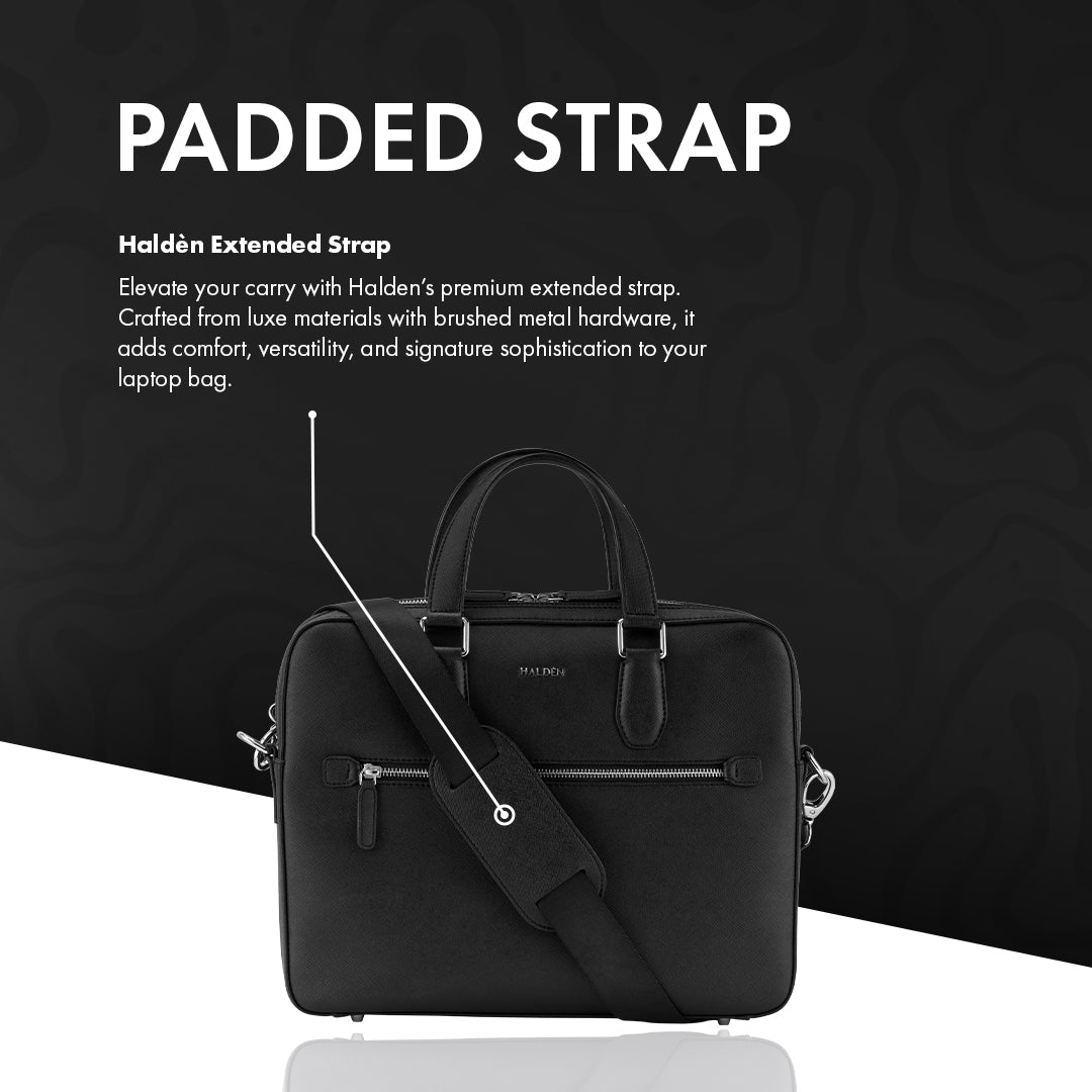 BELFORD BLACK LAPTOP BAG - SAFFIANO