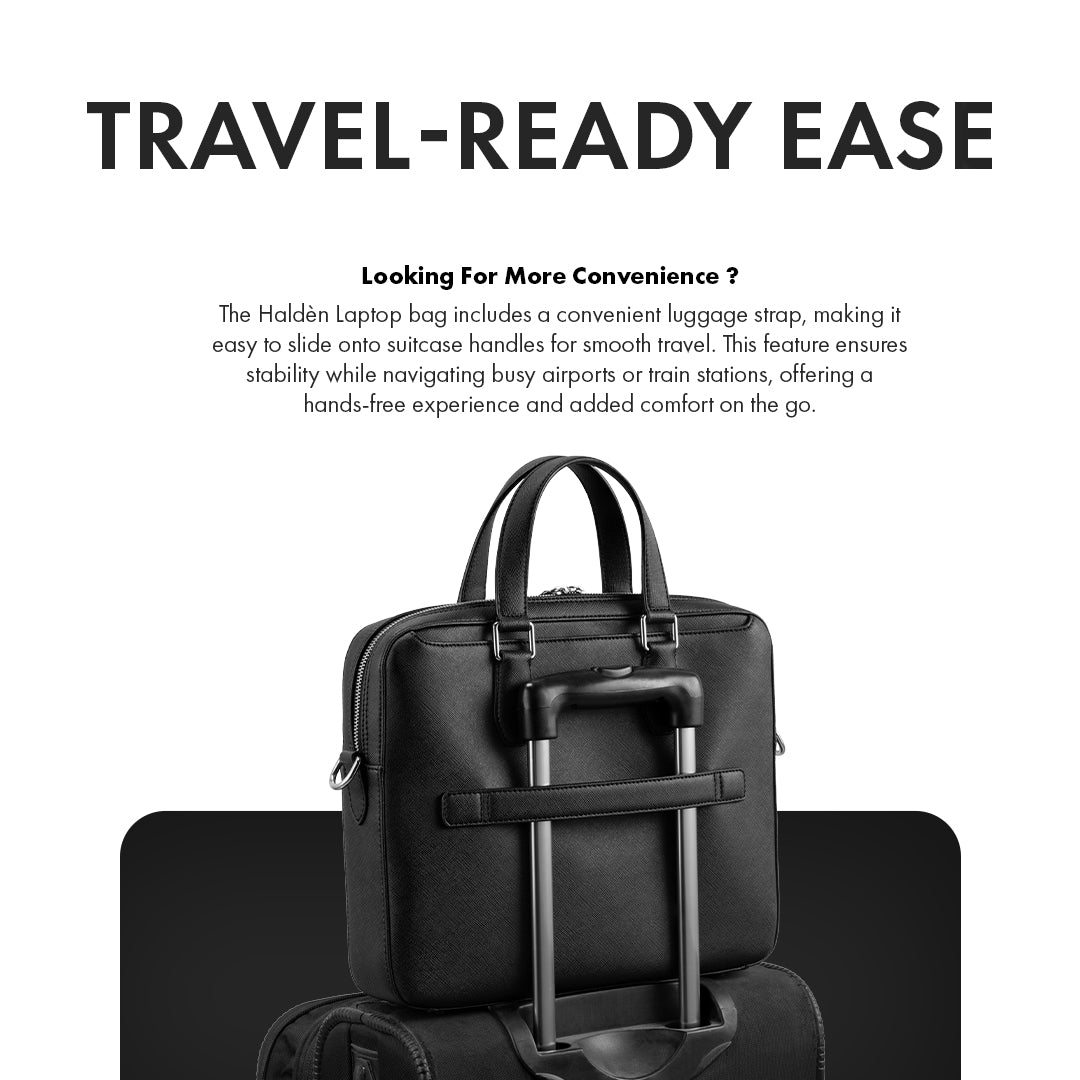 BELFORD BLACK LAPTOP BAG - SAFFIANO