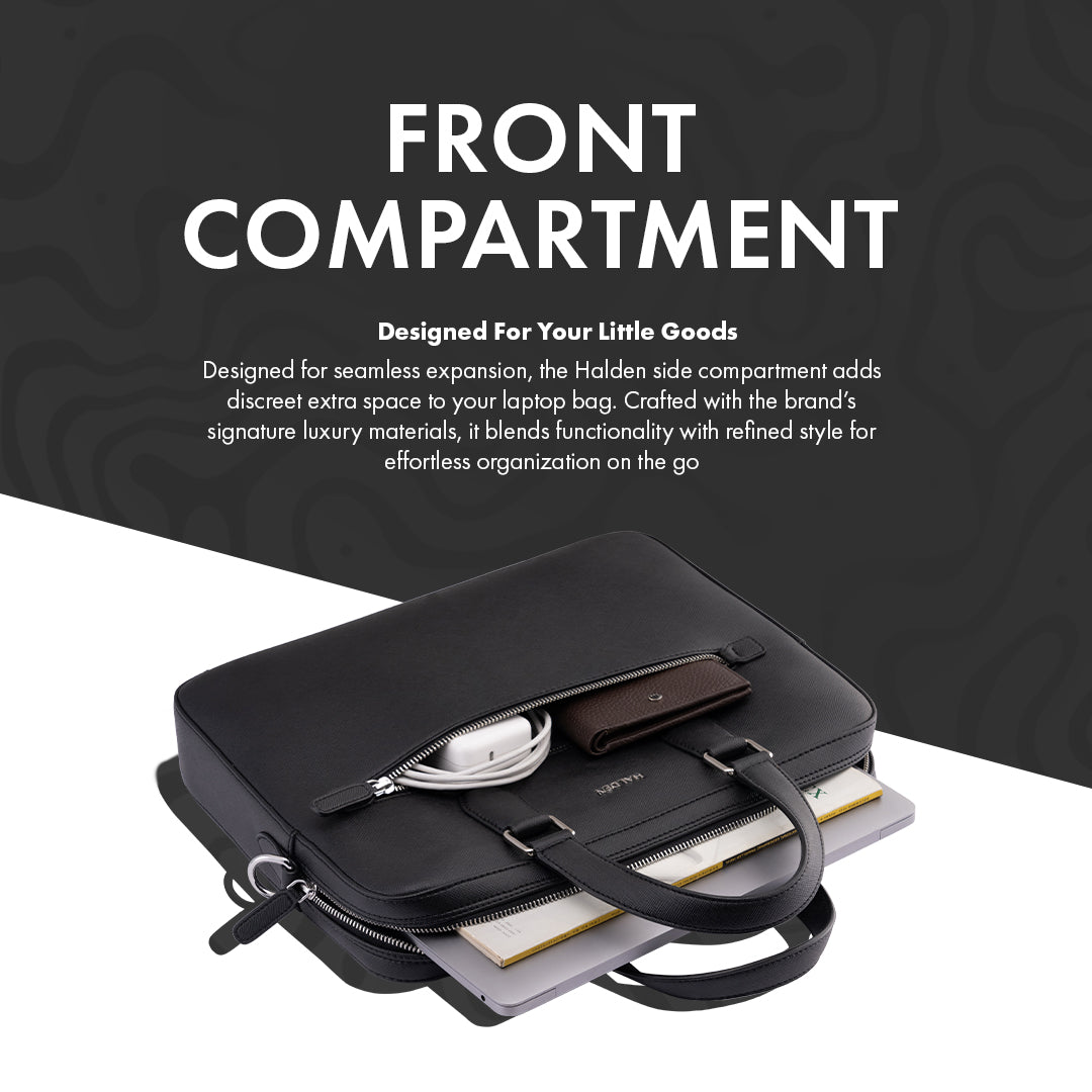 BELFORD BLACK LAPTOP BAG - SAFFIANO