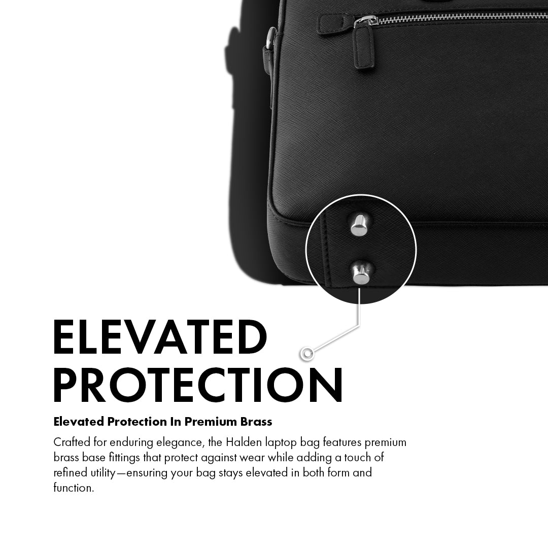 BELFORD BLACK LAPTOP BAG - SAFFIANO