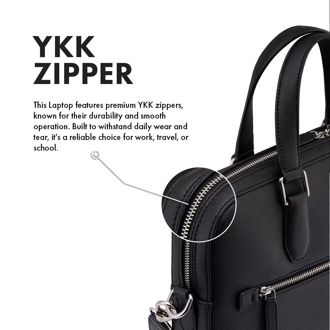 BELFORD BLACK LAPTOP BAG - SAFFIANO