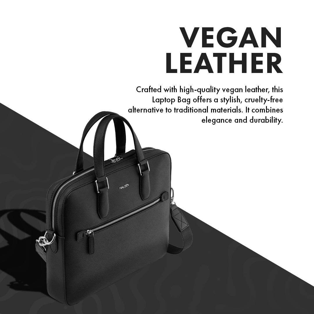 BELFORD BLACK LAPTOP BAG - SAFFIANO