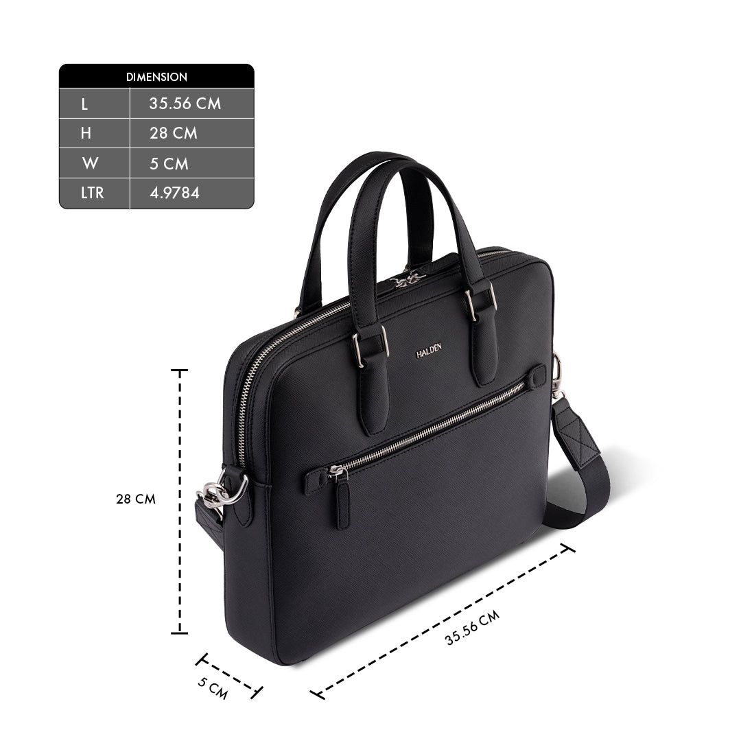 BELFORD BLACK LAPTOP BAG - SAFFIANO