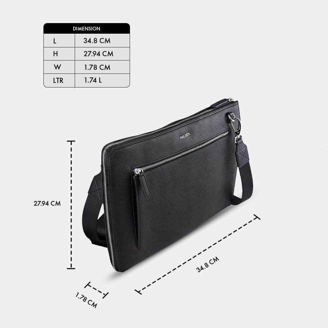 RYDEN BLACK LAPTOP BAG - SAFFIANO
