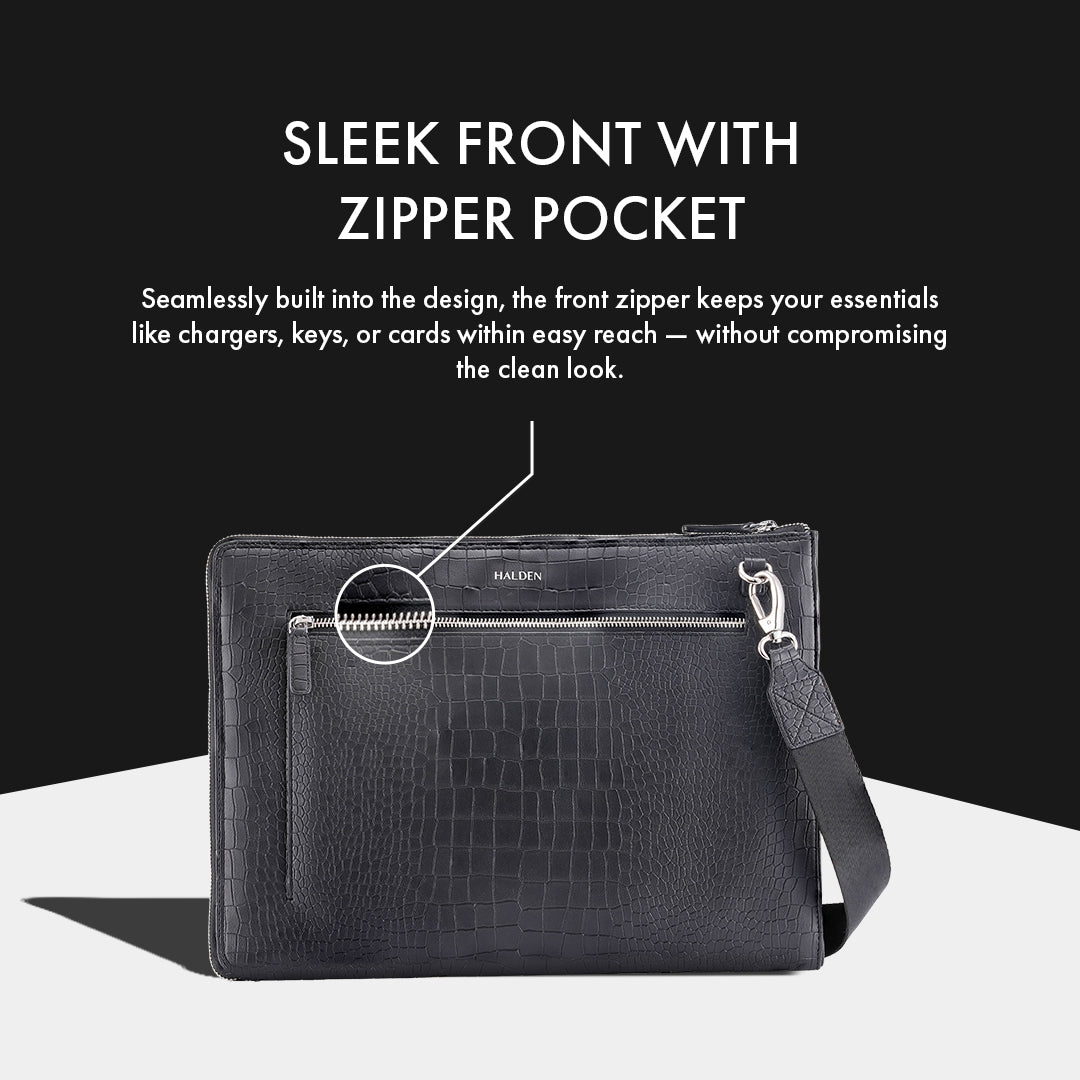 TELON BLACK LAPTOP BAG - CROC