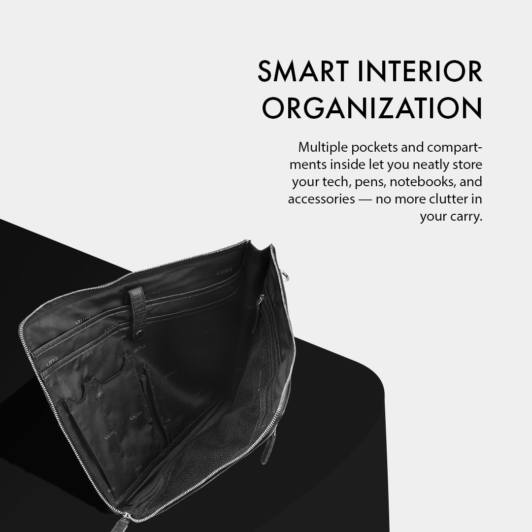 TELON BLACK LAPTOP BAG - CROC