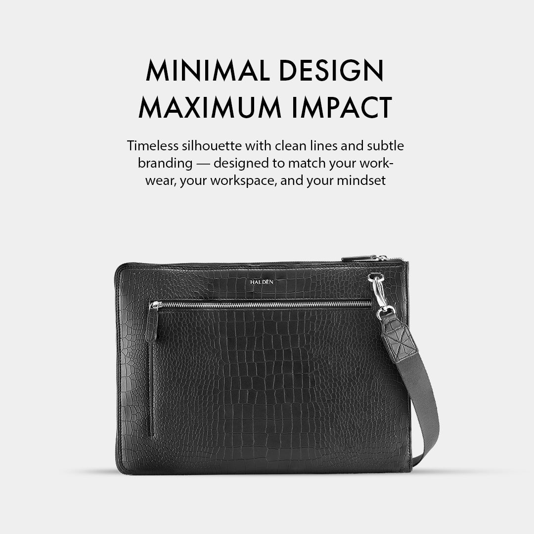 TELON BLACK LAPTOP BAG - CROC