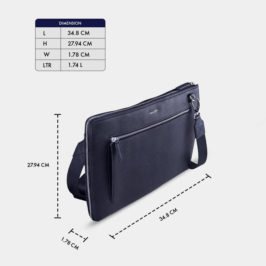 RYDEN BLUE LAPTOP BAG - SAFFIANO
