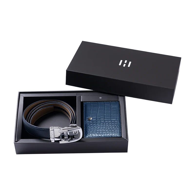 Theo Classic Blue Belt + Croc Blue Wallet Combo