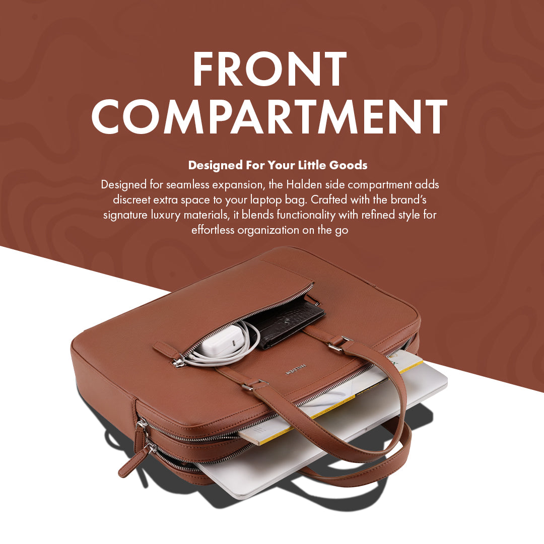 HARRINGTON TAN LAPTOP BAG - SAFFIANO