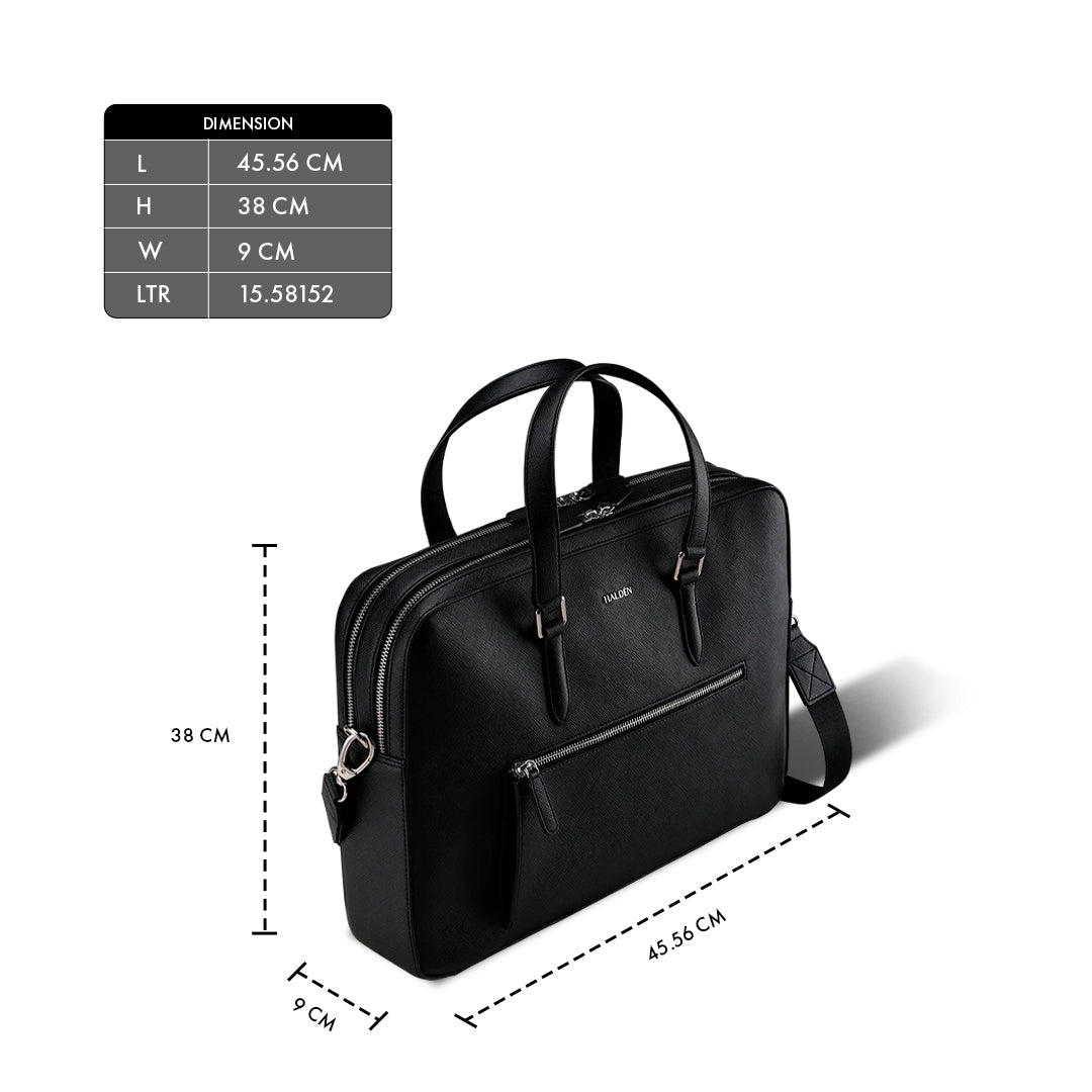 HARRINGTON BLACK LAPTOP BAG - SAFFIANO