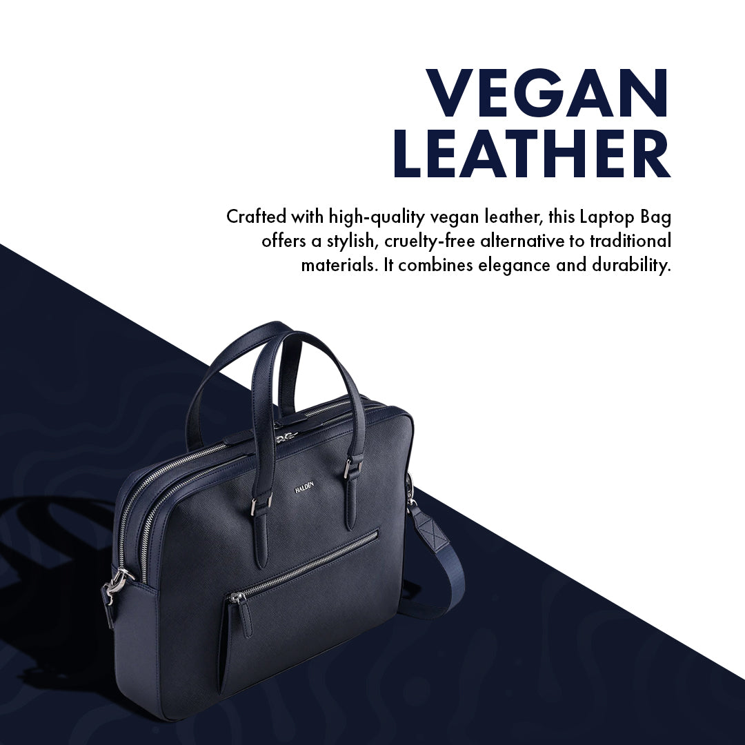 HARRINGTON BLUE LAPTOP BAG - SAFFIANO