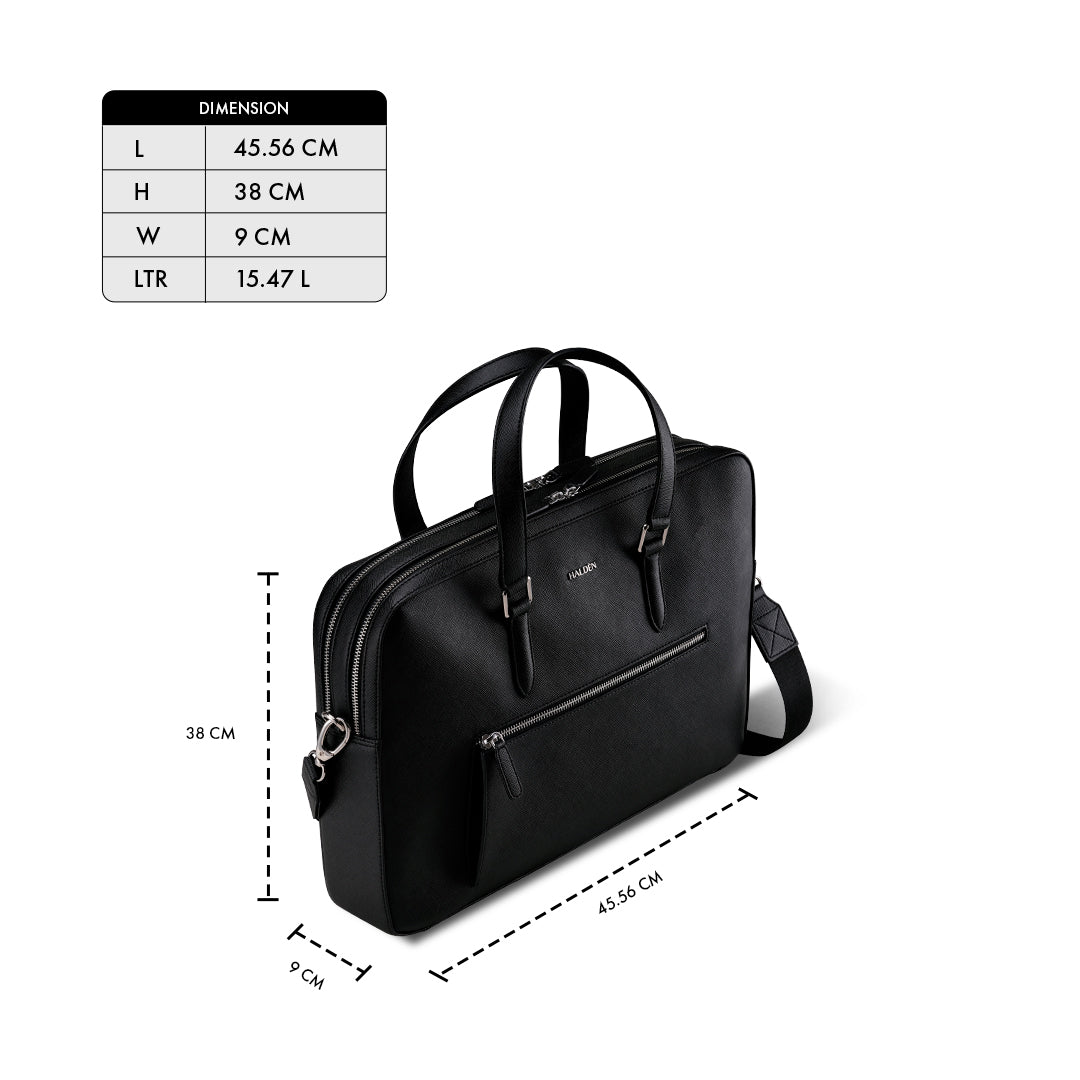 HARRINGTON BLACK LAPTOP BAG - SAFFIANO