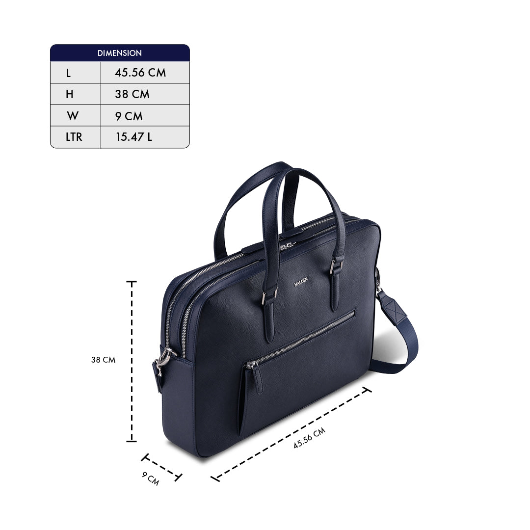 HARRINGTON BLUE LAPTOP BAG - SAFFIANO