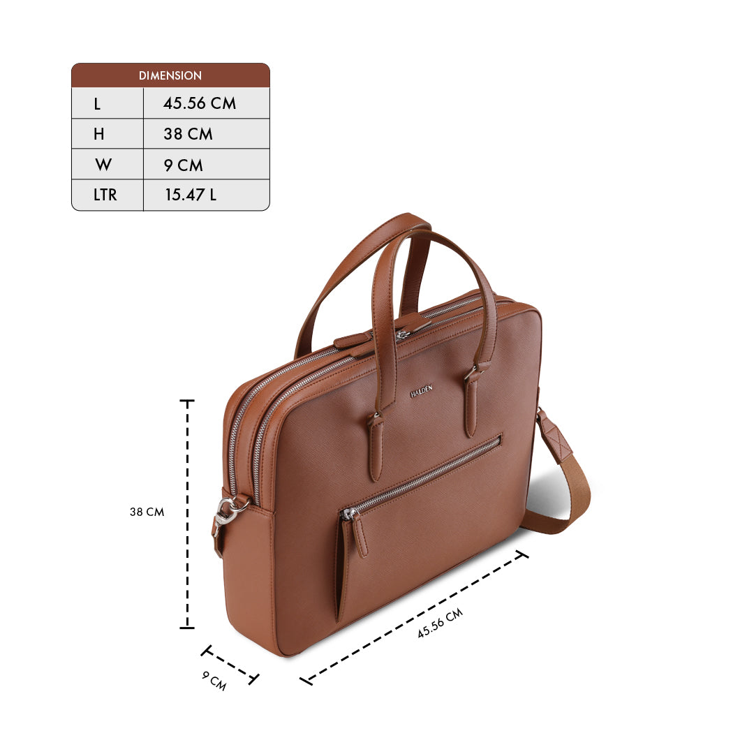 HARRINGTON TAN LAPTOP BAG - SAFFIANO