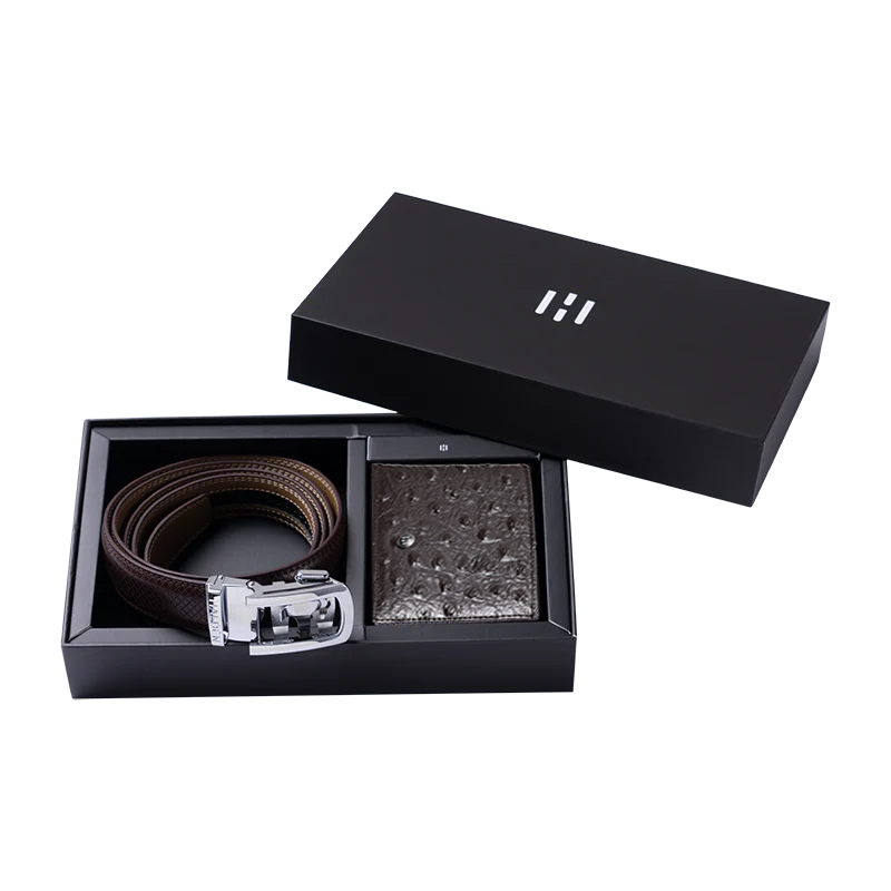 Theo Classic Brown Belt + Ostrich Brown Wallet Combo