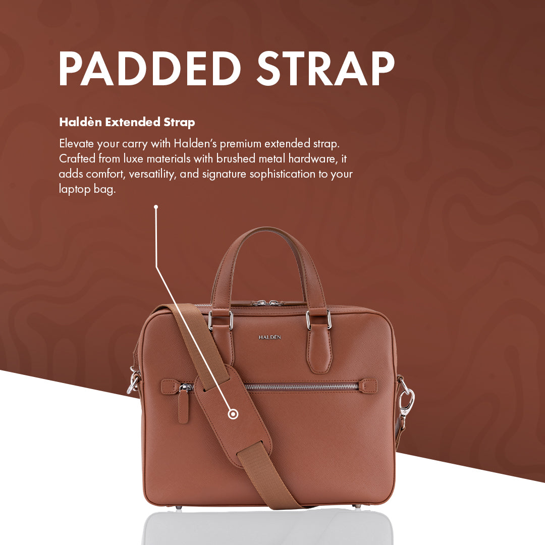 BELFORD TAN LAPTOP BAG - SAFFIANO