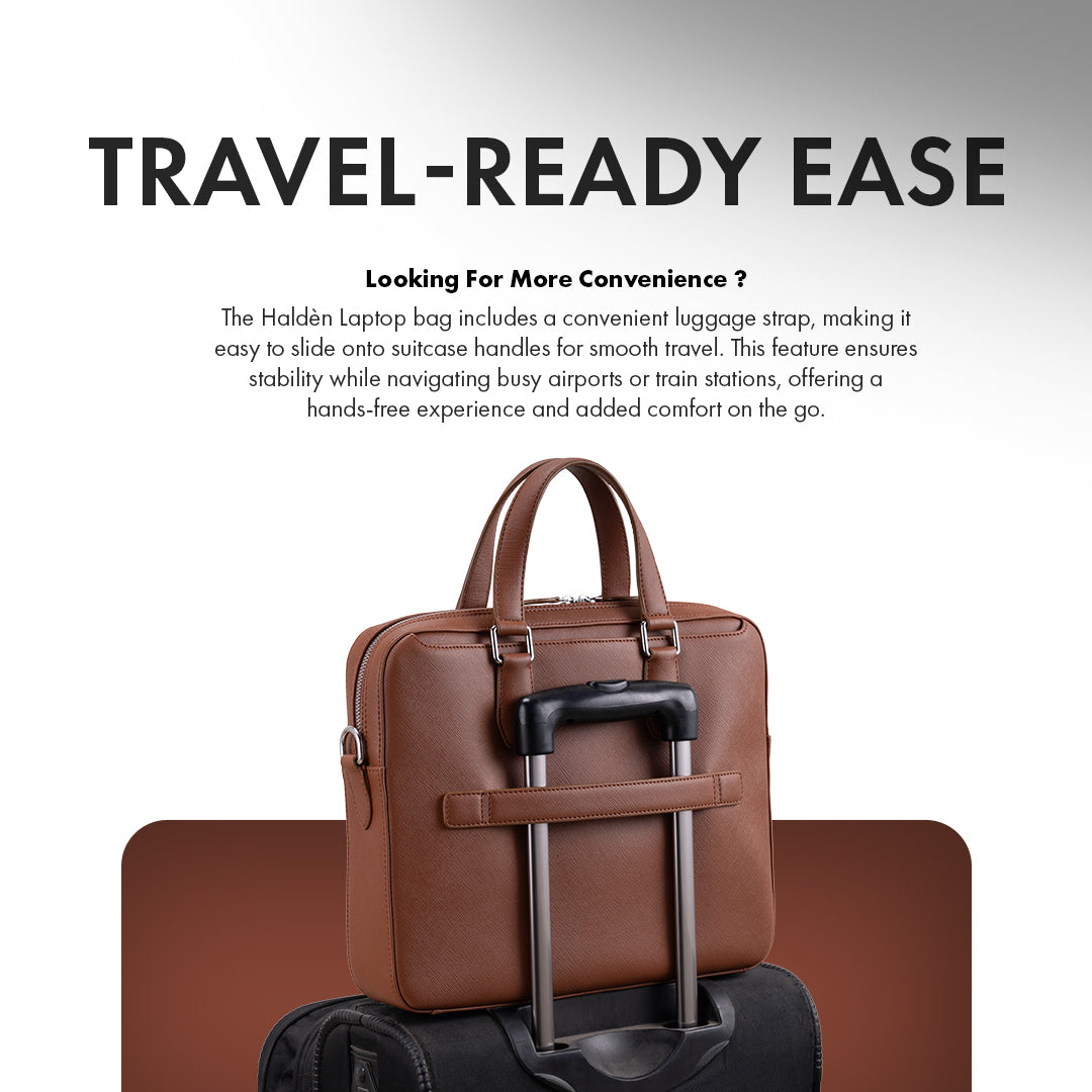 BELFORD TAN LAPTOP BAG - SAFFIANO