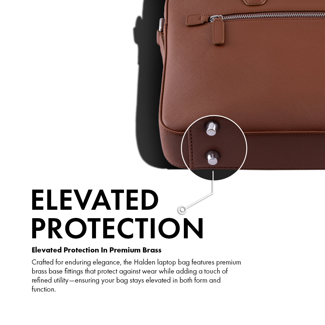 BELFORD TAN LAPTOP BAG - SAFFIANO