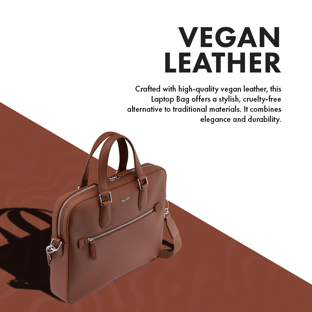 BELFORD TAN LAPTOP BAG - SAFFIANO