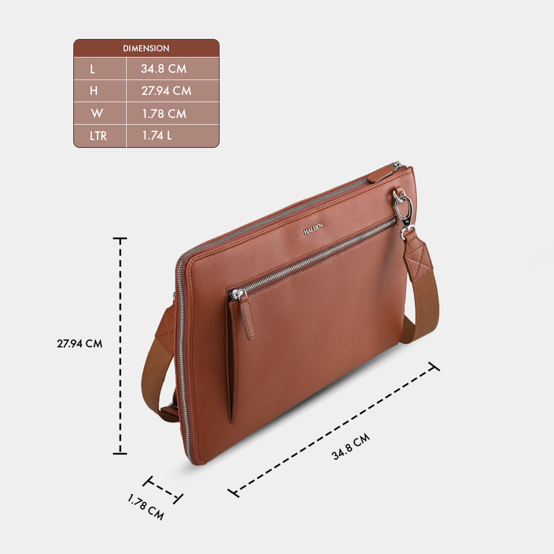 RYDEN TAN LAPTOP BAG - SAFFIANO