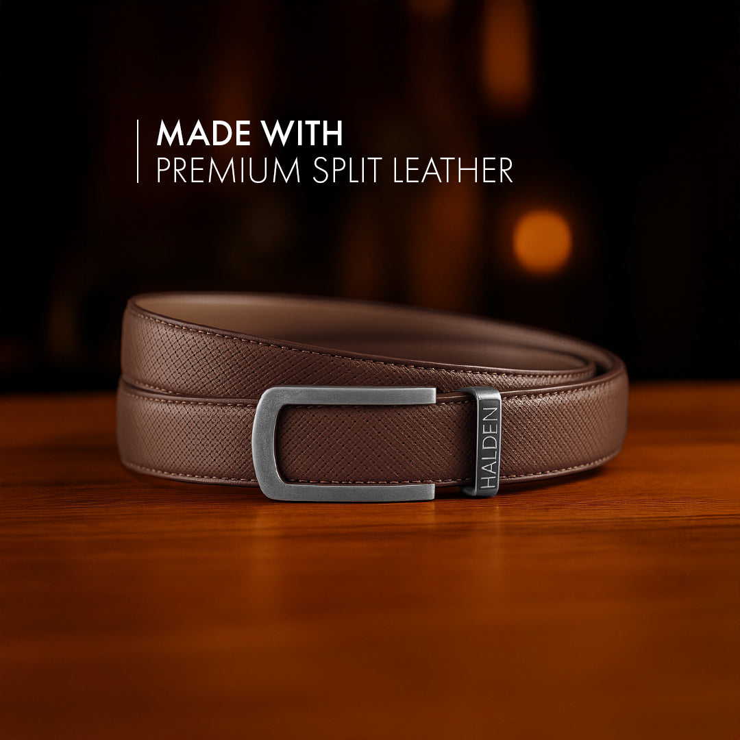 Theo Classic Brown Belt + Croc Brown Wallet Combo