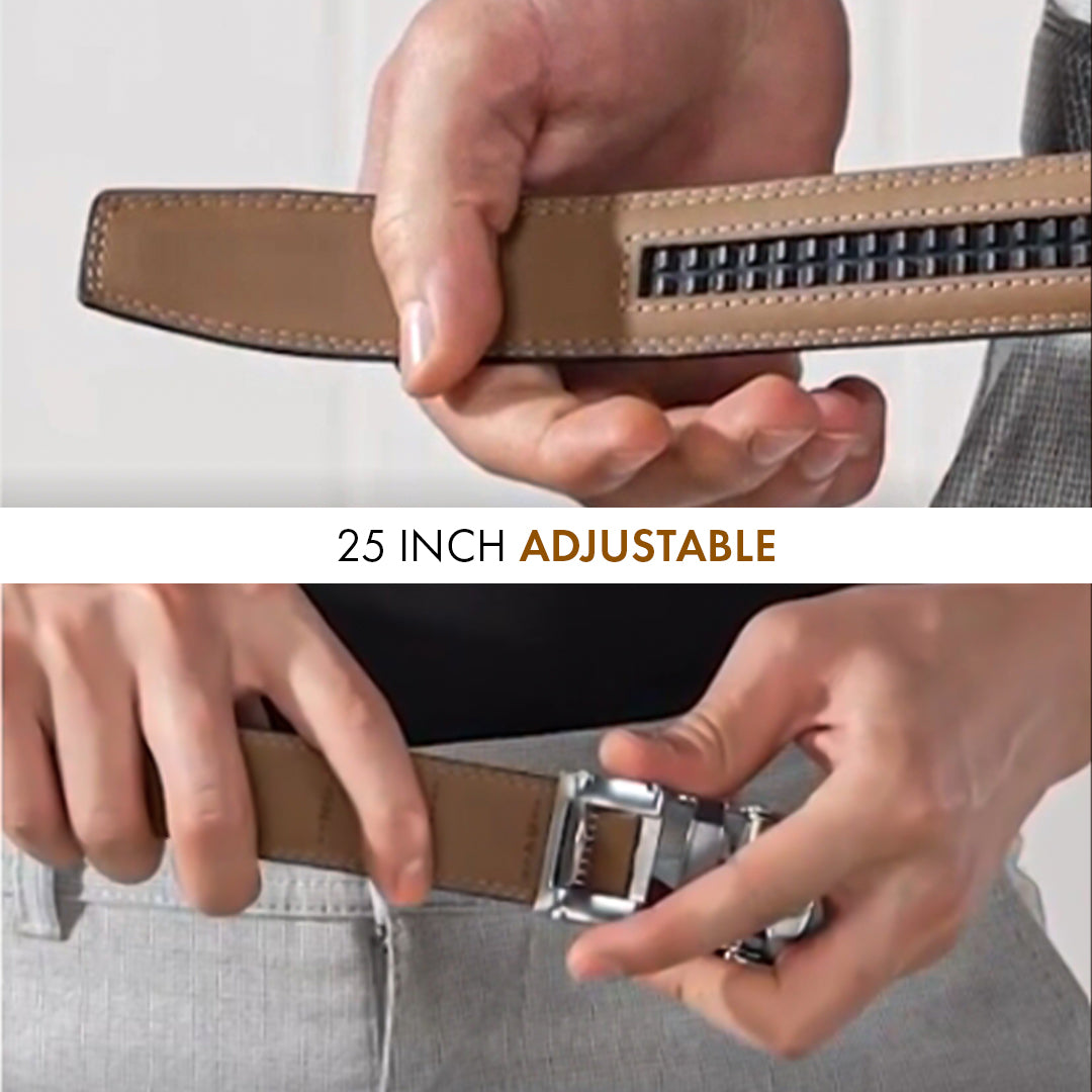 Theo Tan with classic buckle