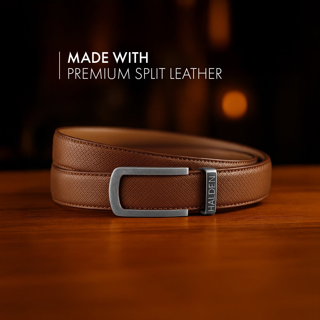 Theo Tan with classic buckle